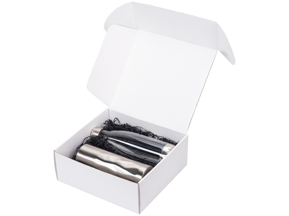 Подарочный набор с термокружкой и бутылкой Water cross, серебристый-2