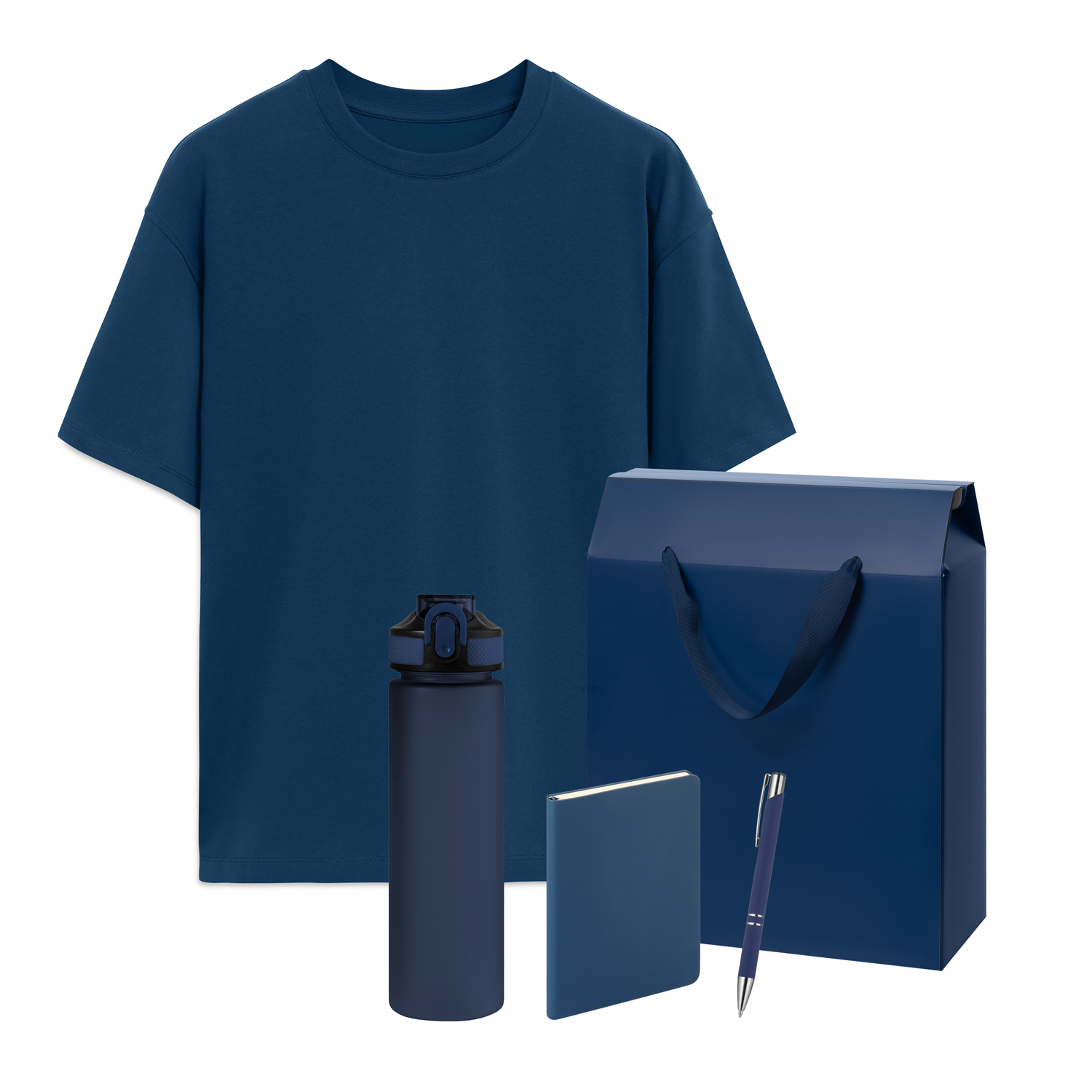 Набор с одеждой Раст (Rust) (футболка, бутылка, ежедневник, ручка), синий, M/L-0