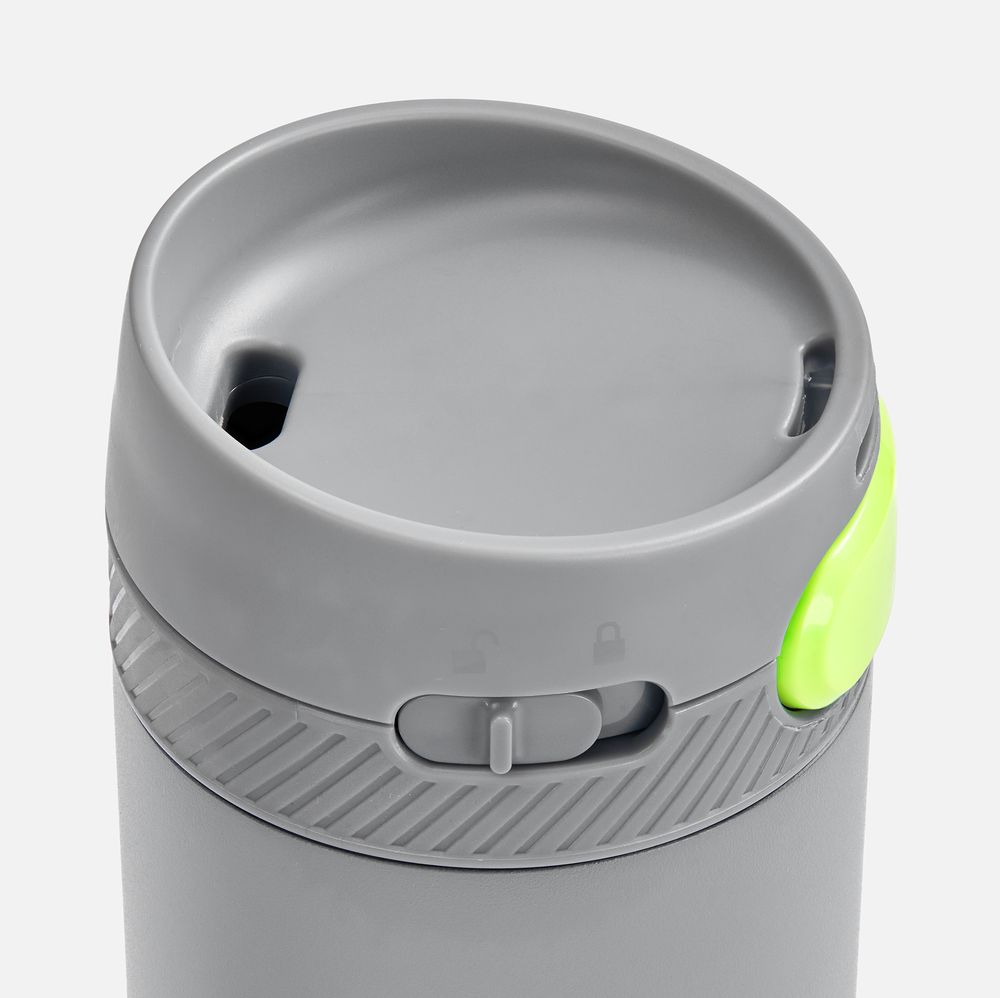 Термостакан X1 с цветной кнопкой, серый с желтым-2