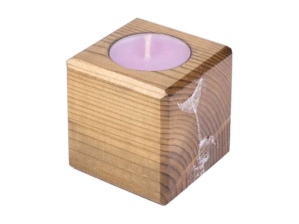Свеча в декоративном подсвечнике, цв. орех, аром. лаванда-2