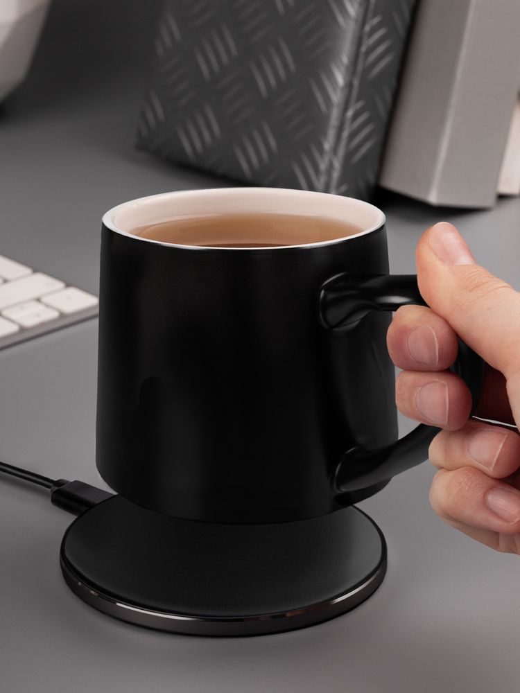 Кружка с подогревом и беспроводной зарядкой dualBase ver. 2.0 Matt, черная-6