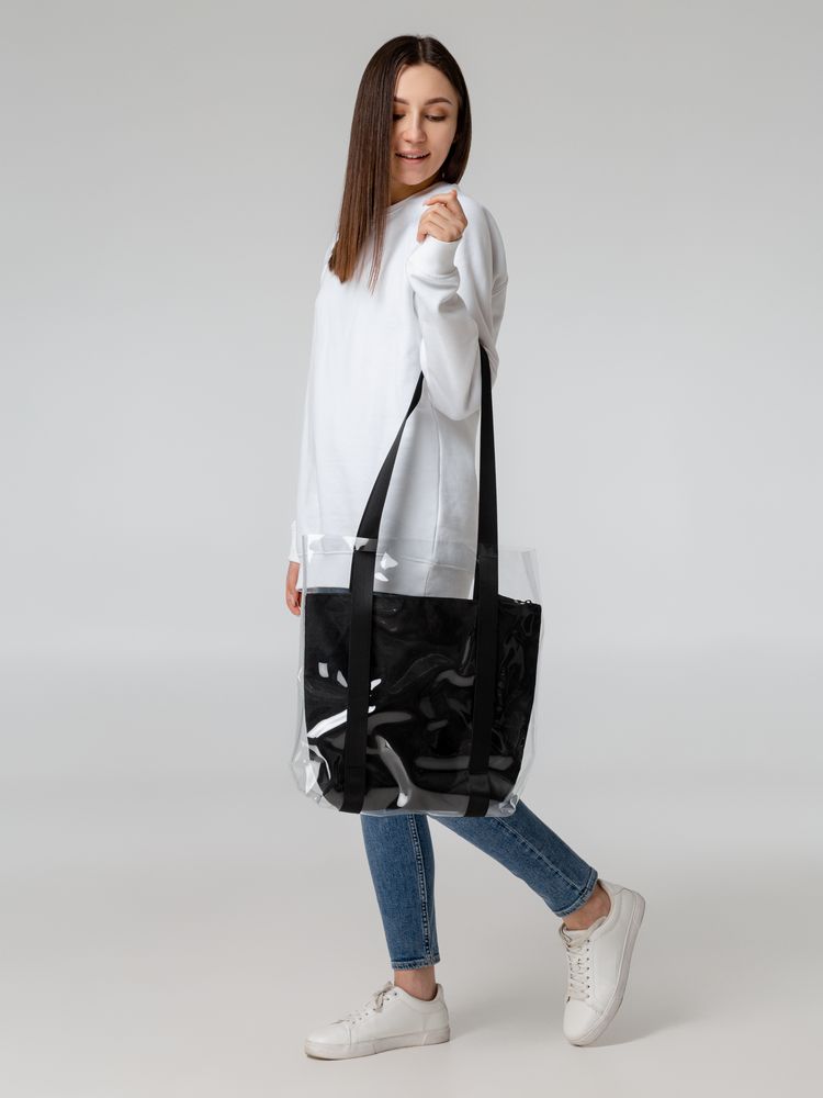 Шопер Clarity с черным органайзером, прозрачный-3