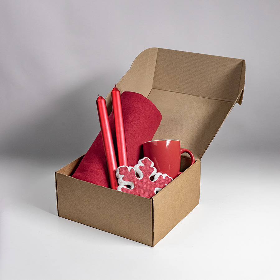 Набор подарочный MOOD: плед, кружка, игрушка, свечи; красный, красный-2