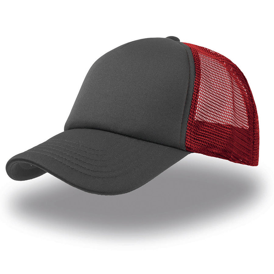 Бейсболка RAPPER, 5 клиньев, пластиковая застежка, серый, красный-0