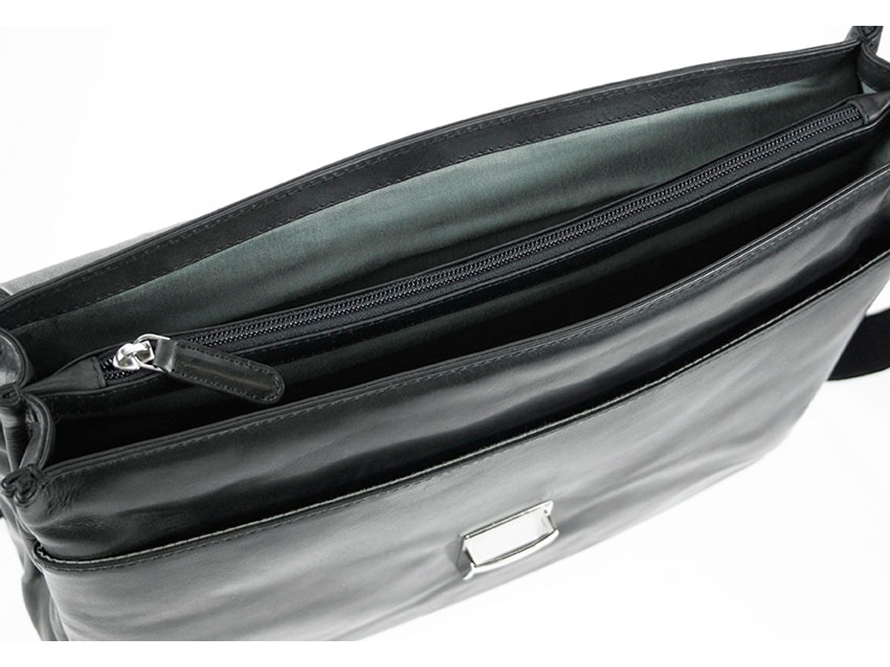 Портфель BUGATTI Romano 15'', чёрный, натуральная воловья кожа, 40х12х30 см-2