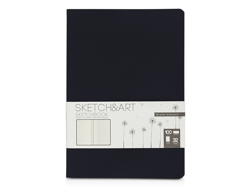 Скетчбук Sketch & Art в мягком переплете 147х210 мм, 32 л. бежевой бумаги 100 г/м2, черный-0