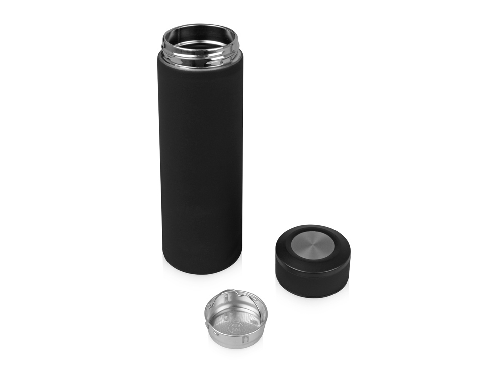 Термос Confident с покрытием soft-touch 420мл, черный-2