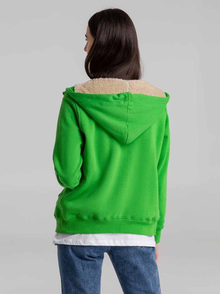 Толстовка унисекс на молнии Sherpa 280, ярко-зеленая-4