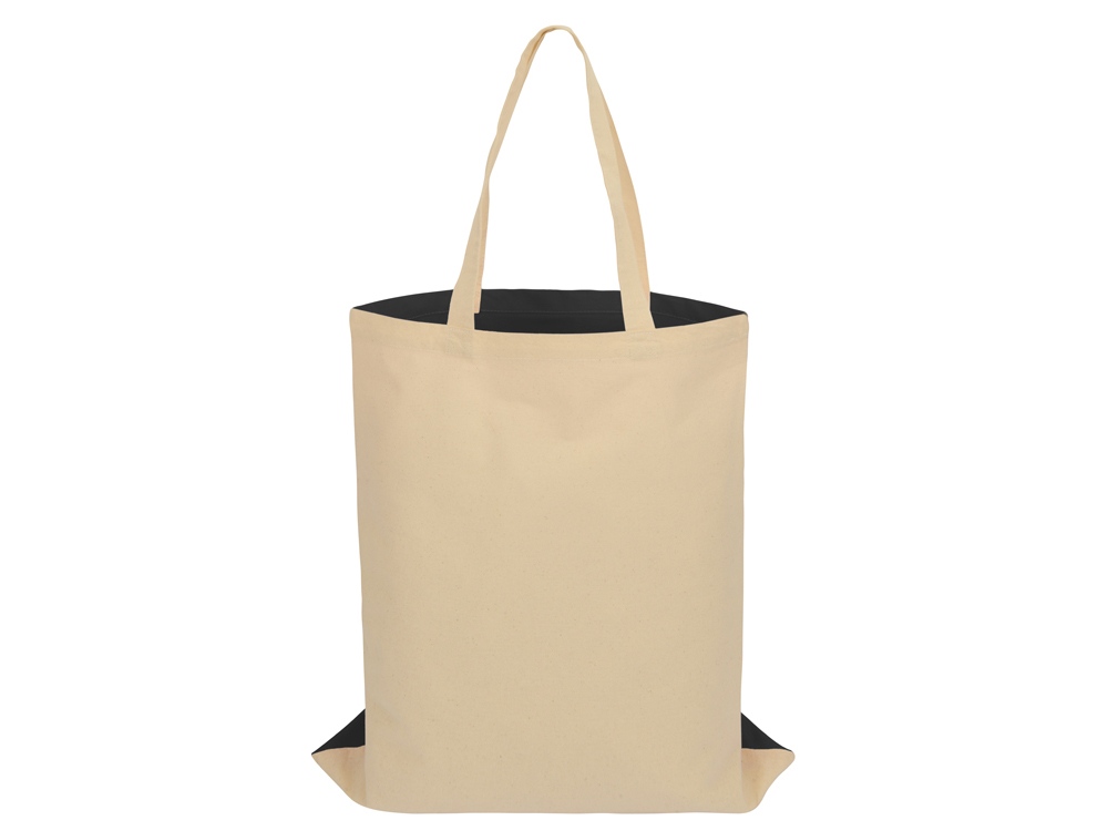 Сумка для шопинга Twin двухцветная из хлопка, 180 г/м2, черный/натуальный-4