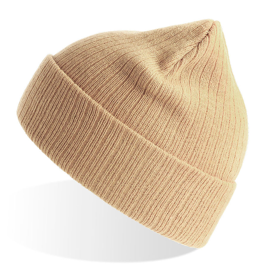 Шапка вязаная RIO с отворотом из материала rPET/рециклированного полиэстера, бежевый-0