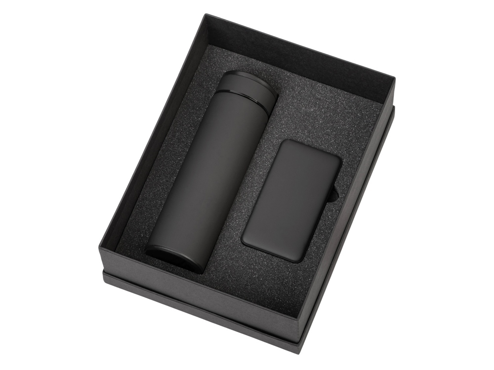 Подарочный набор с термосом и повербанком С1, черный-1