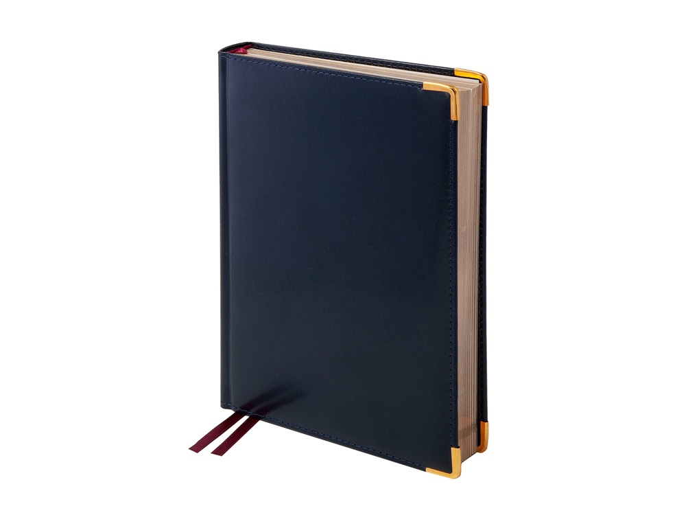 Ежедневник А5 полудатированный Imperium, синий (уголки и срез золото)-0