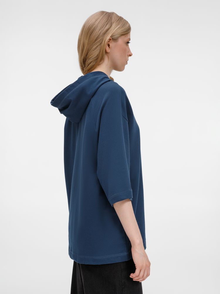 Футболка оверсайз унисекс с капюшоном Neofit, темно-синяя-6