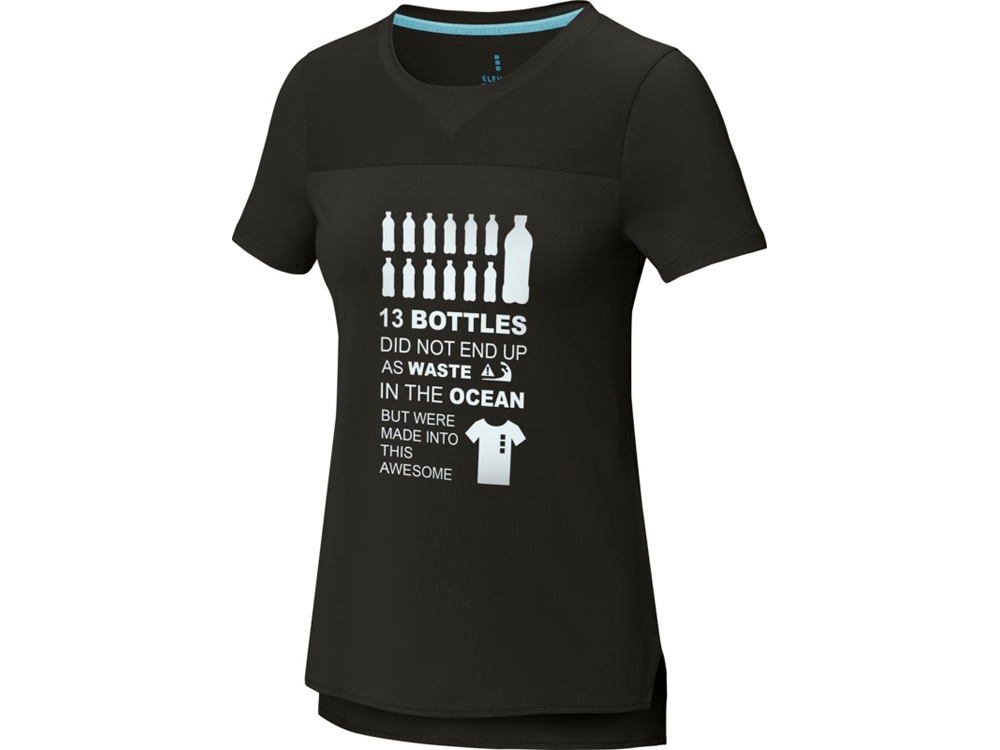 Borax Женская футболка с короткими рукавами из переработанного полиэстера согласно стандарту GRS с отличным кроем - сплошной черный-5