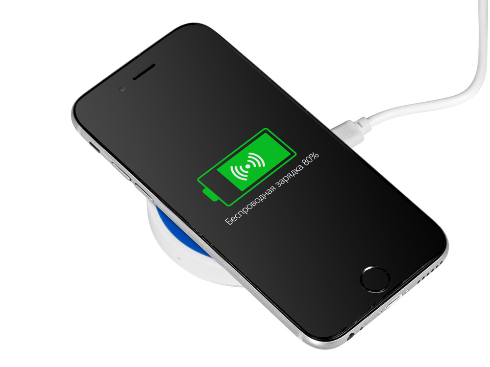 Беспроводное зарядное устройство Dot, 5 Вт, белый/синий-1