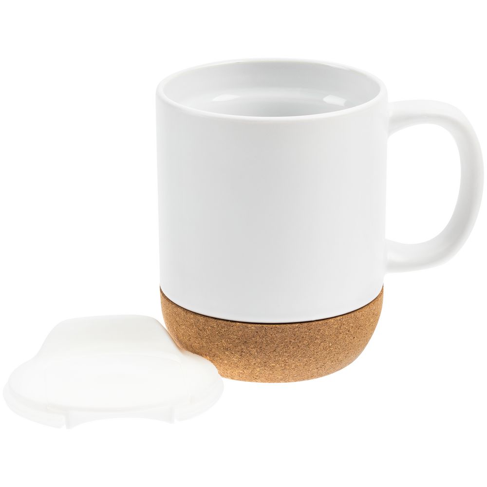 Кружка с пробковой подставкой Corky Walk для сублимационной печати, матовая, белая-2