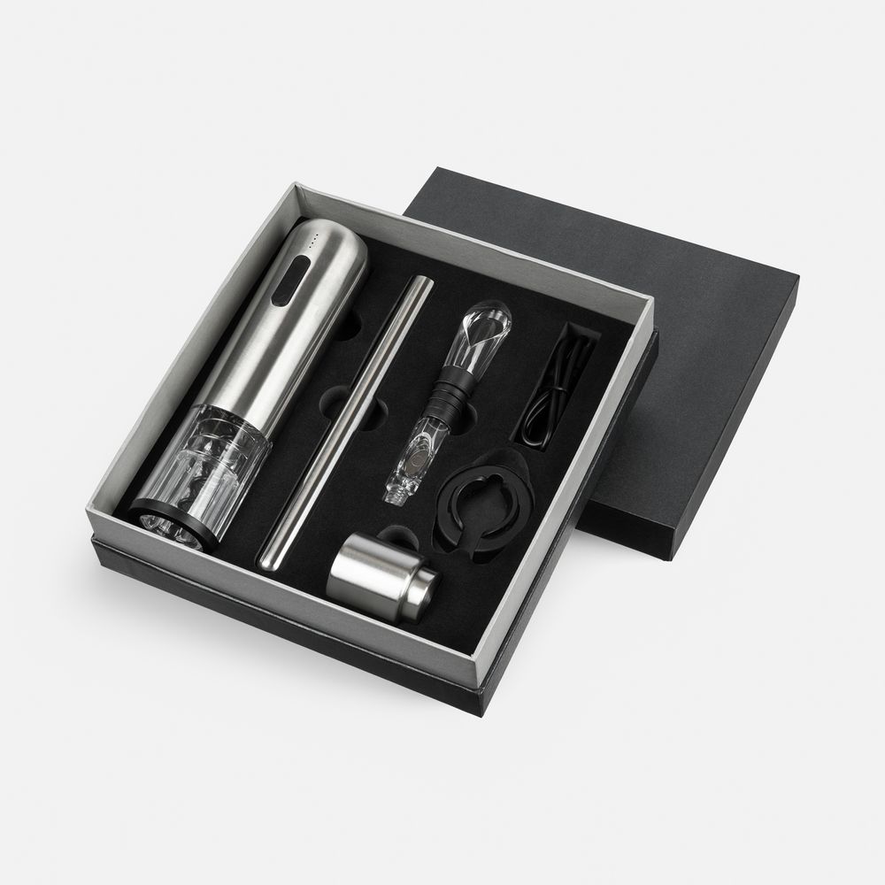 Винный набор Veritas, черный с серебристым-1