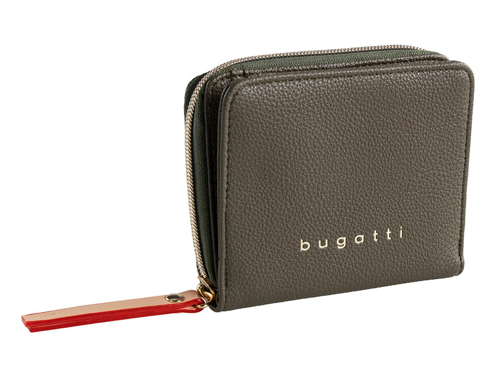 Кошелёк женский BUGATTI Ella, оливковый, полиуретан, 12х3х10 см-0