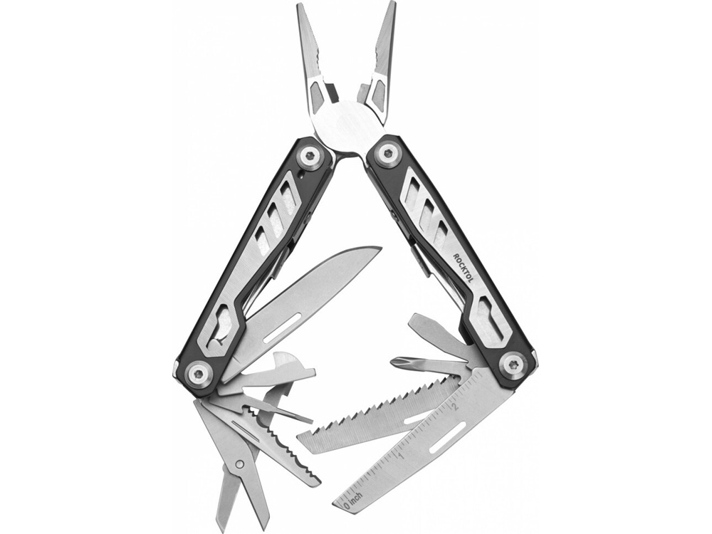 Мультитул Rocktol 16 в 1 с пружинными плоскогубцами, нержавеющая сталь, нейлоновый чехол-0