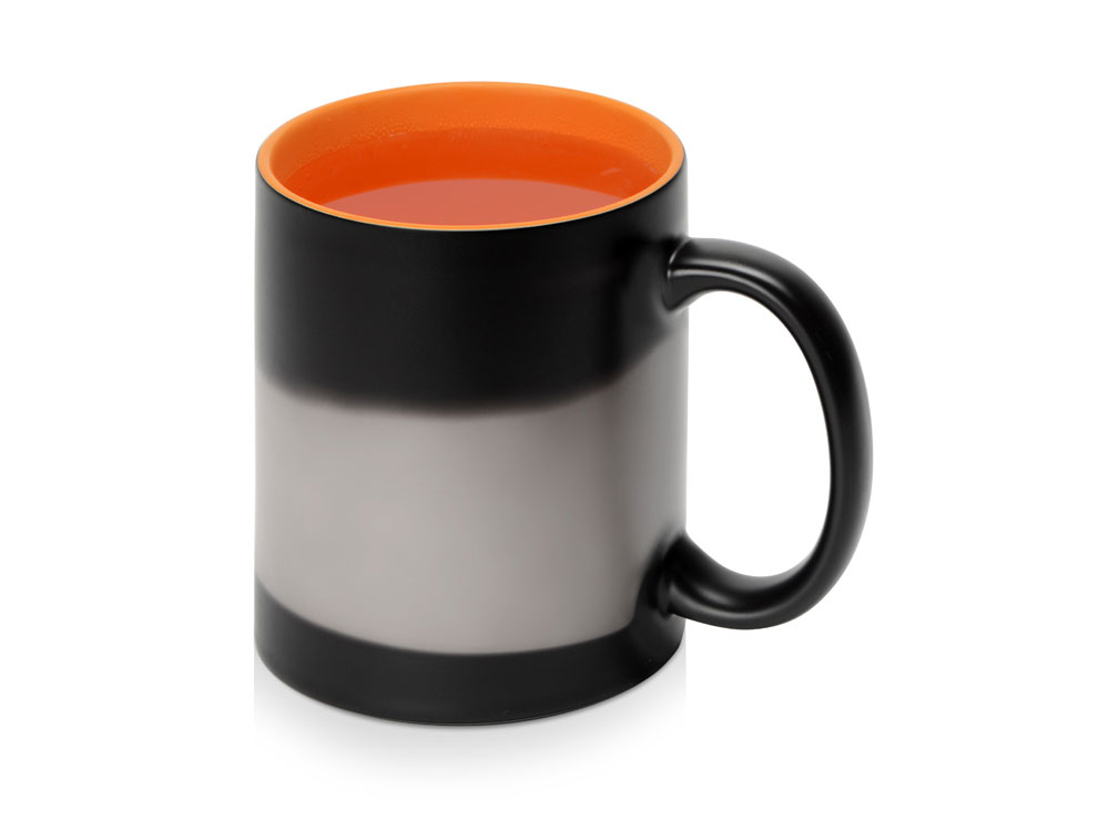 Кружка-хамелеон Surprise матовая, черный/оранжевый-3