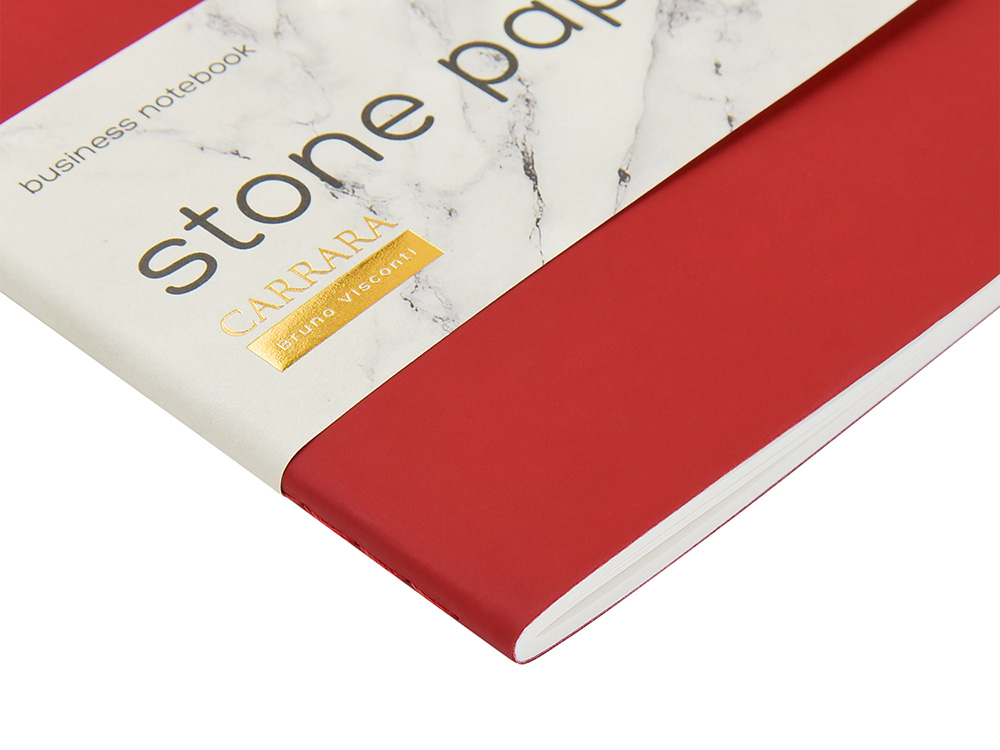 Тетрадь с каменной бумагой А5 Carrara 40 л., линейка, бордовый-4