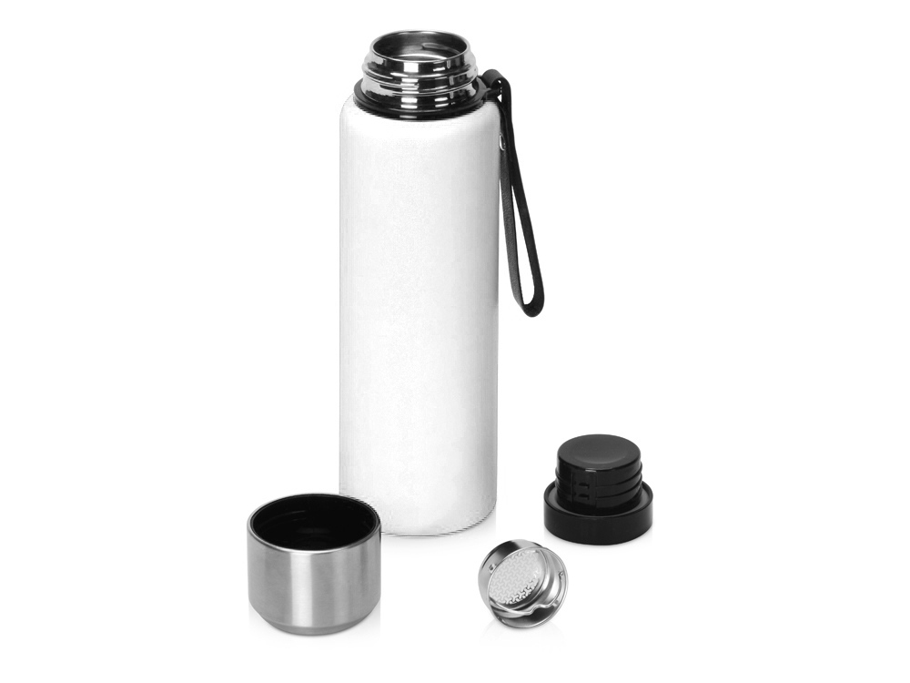 Вакуумный термос Story c покрытием powder, тубус, белый-1