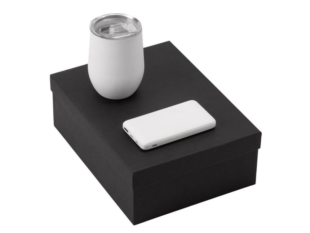 Подарочный набор с термокружкой и повербанком С2, 10000 mAh, белый-0