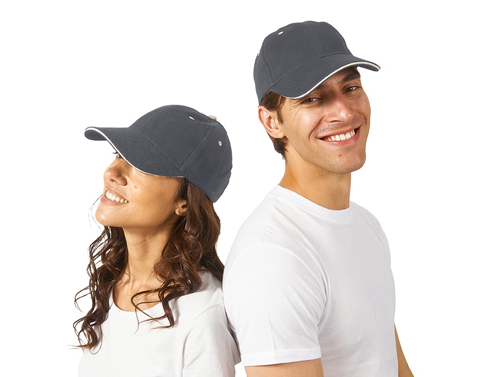 Бейсболка New Castle 6-ти панельная, серый/белый-0