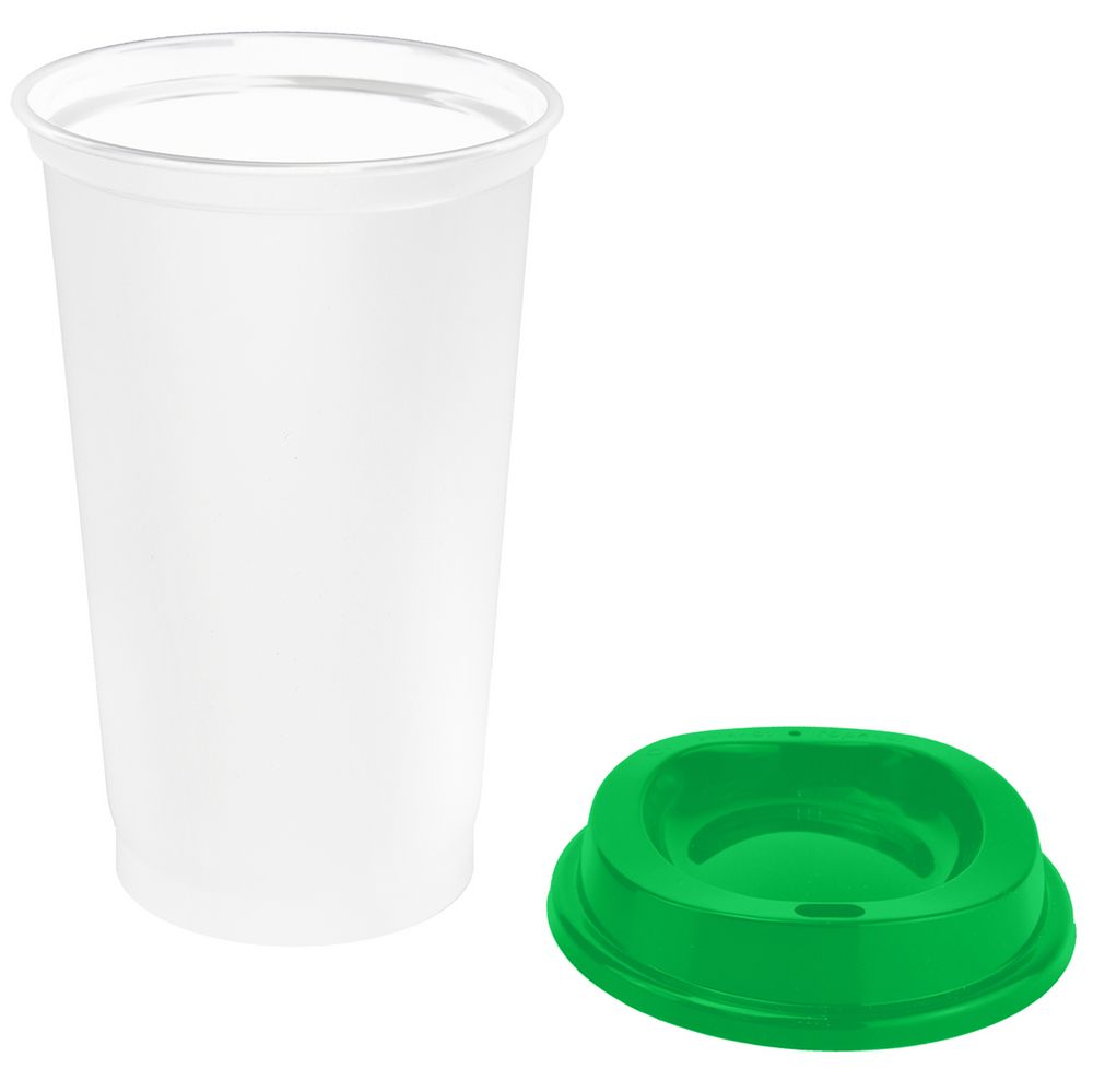 Стакан с крышкой Color Cap White, белый с зеленым-2