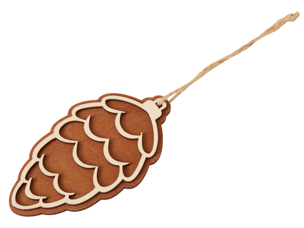 Подвеска шишка с цветной подложкой, коричневая подложка-0