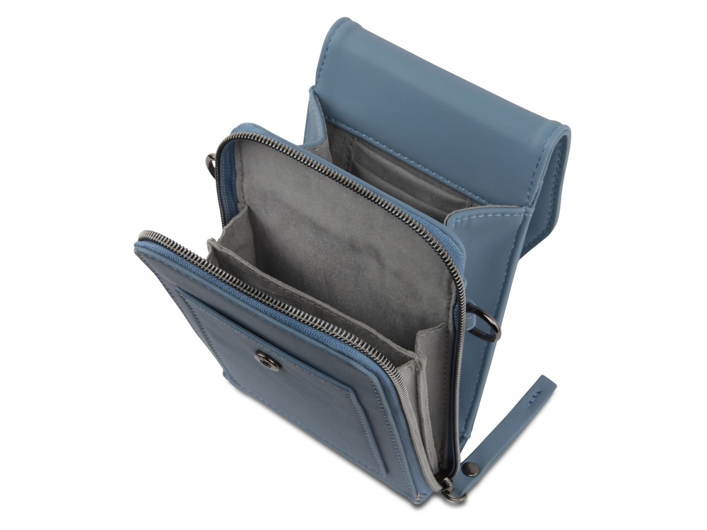 Сумка наплечная BUGATTI Almata, голубая, полиуретан, 11х4х19 см-3