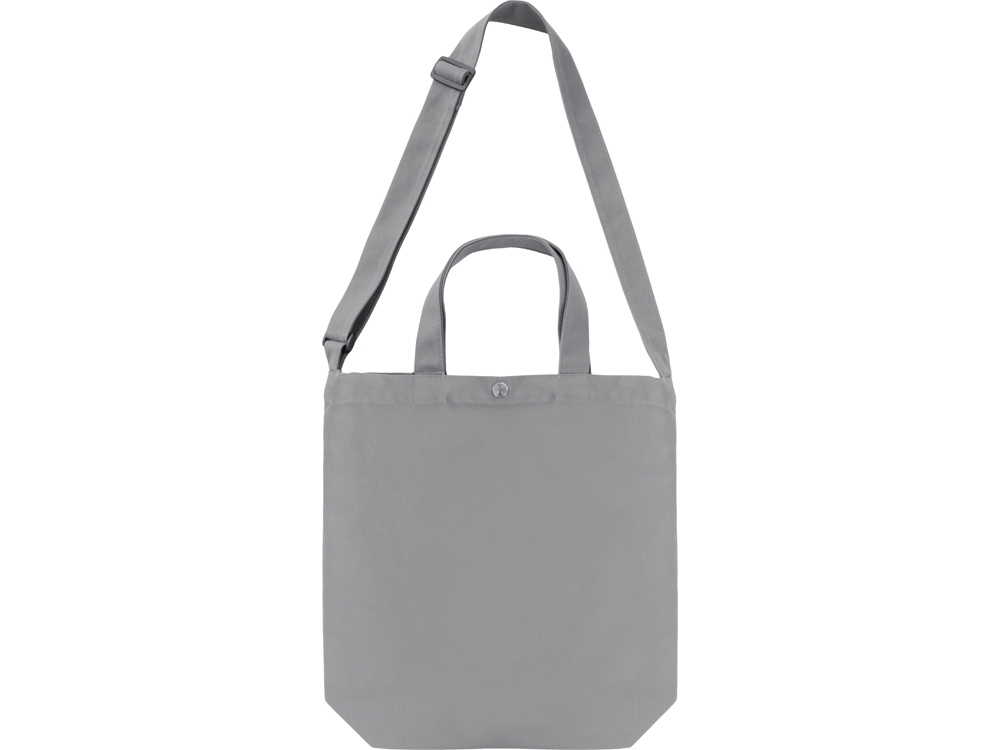 Сумка Helfer из хлопка на кнопке с регулирующейся лямкой, серый-4
