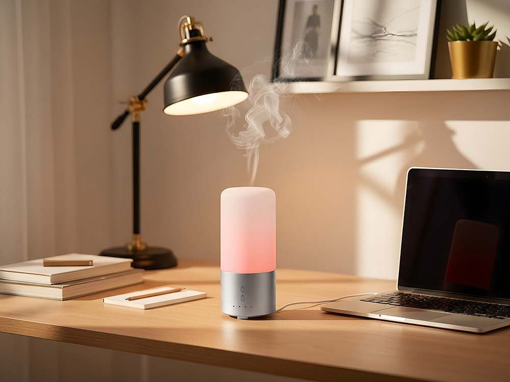 Увлажнитель воздуха с подсветкой Breathe, белый/серебристый-12