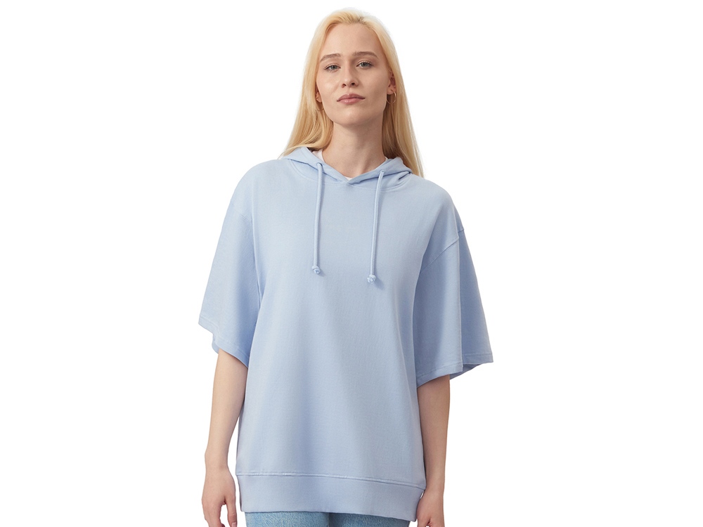 Худи оверсайз с коротким рукавом Warsaw унисекс, небесно-голубой-2