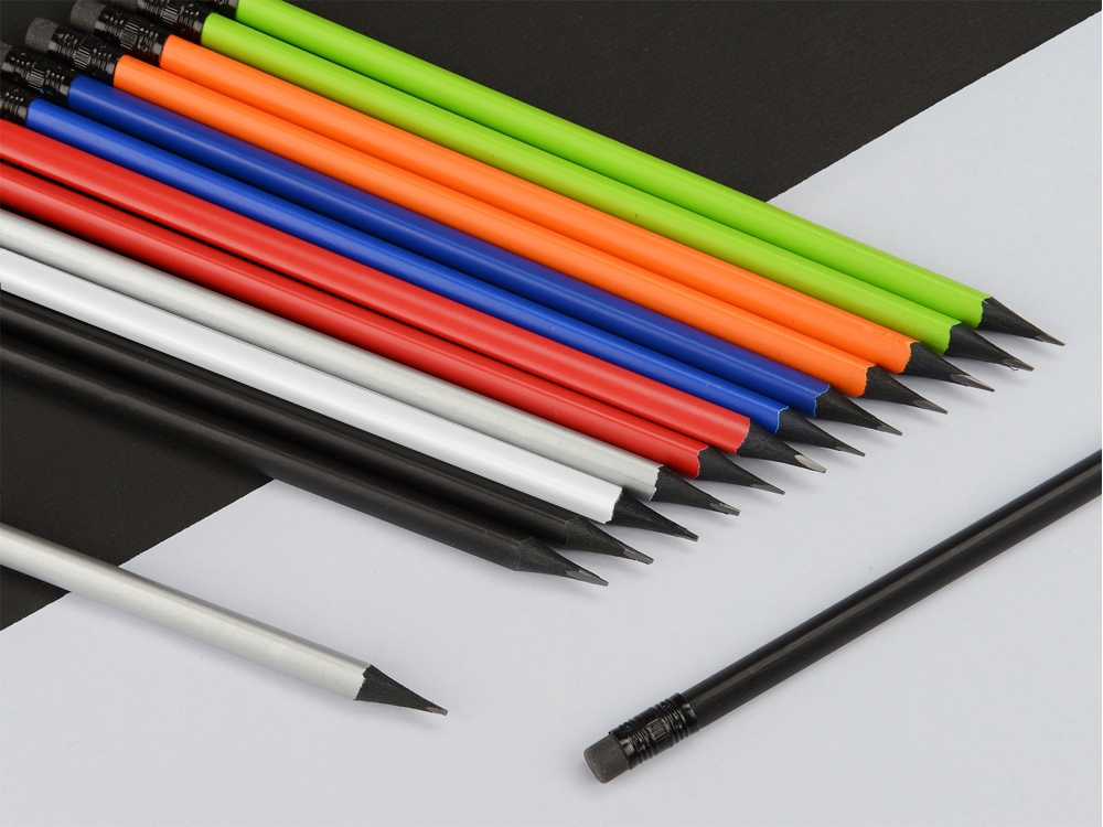 Карандаш чернографитовый трехгранный Blackie 3D, белый-1