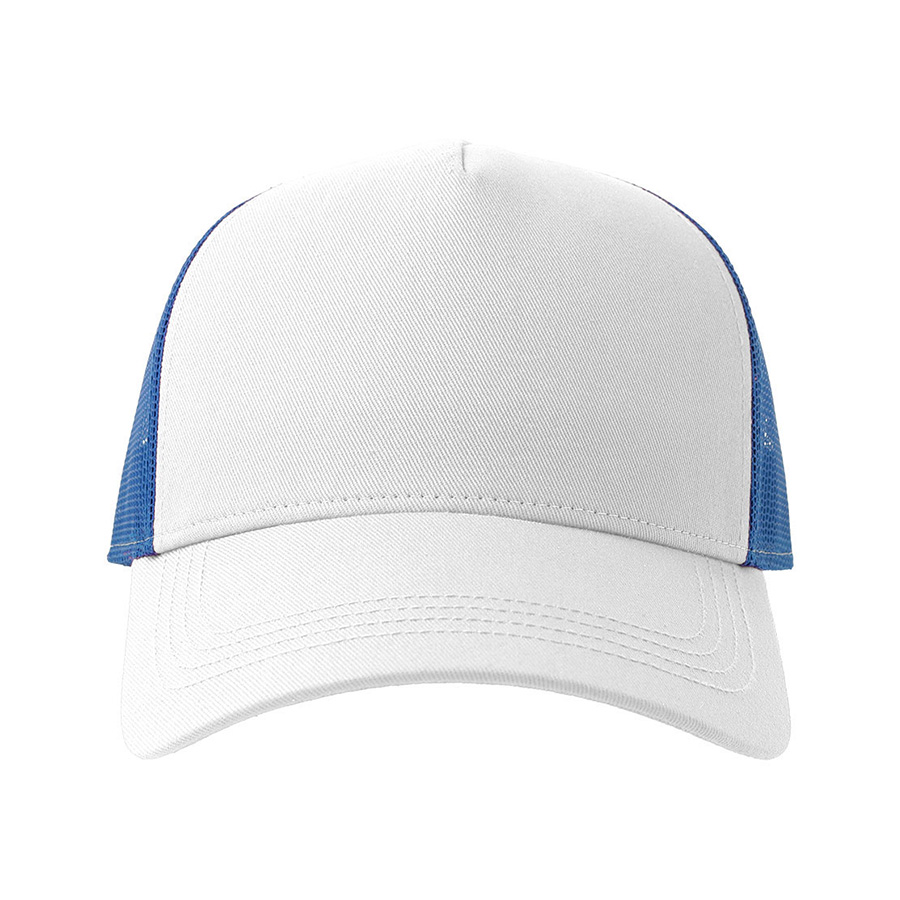 Бейсболка RAPPER COTTON-S, 5 клиньев, пластиковая застёжка, белый, ярко-синий-2