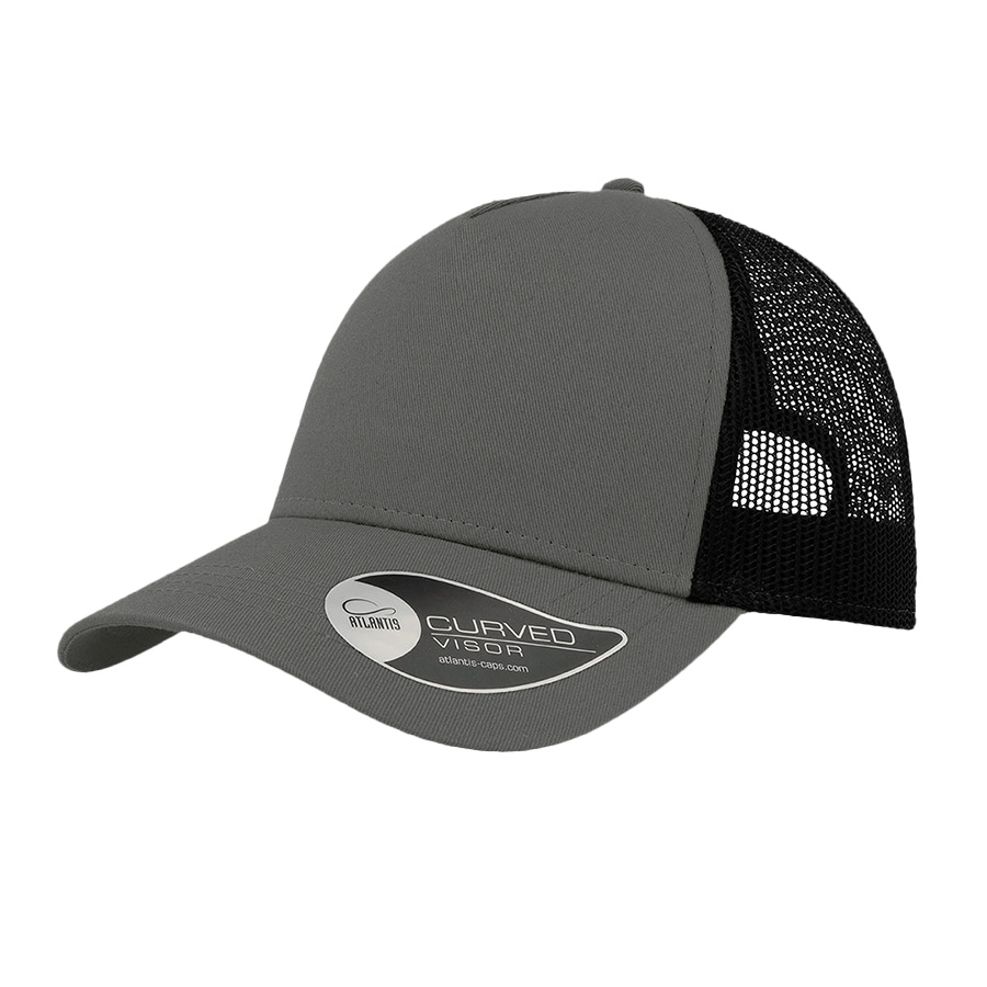 Бейсболка RAPPER COTTON, 5 клиньев, пластиковая застежка, темно-серый, черный-0