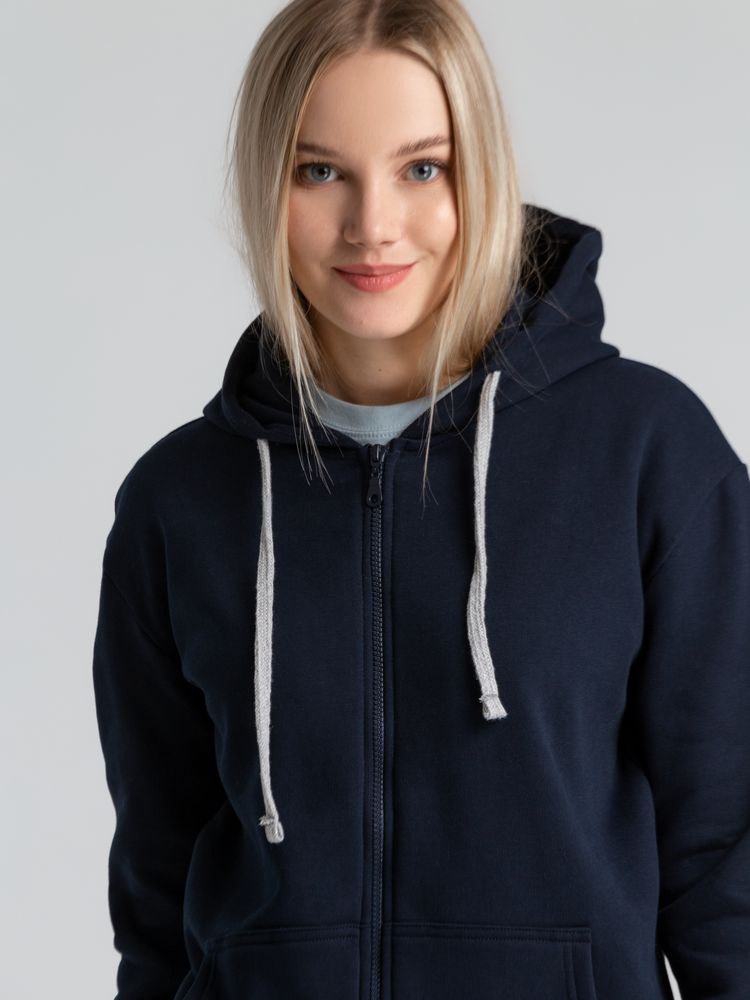 Толстовка на молнии с капюшоном Unit Siverga Heavy, темно-синяя-4