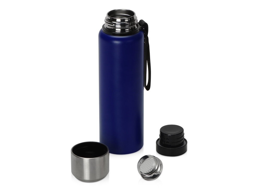 Вакуумный термос Story c покрытием powder, тубус, синий-1