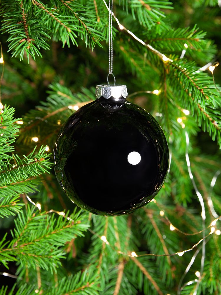 Елочный шар Finery Gloss, 8 см, глянцевый черный-2
