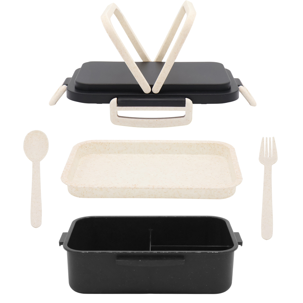 Ланчбокс (контейнер для еды) Inar из пшеничного волокна, Чёрный.-3