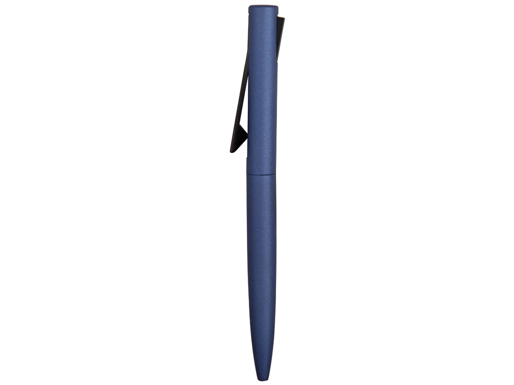 Ручка металлическая шариковая Bevel, синий/черный-4