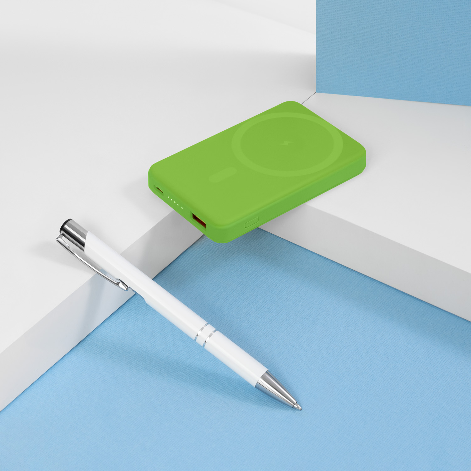 Внешний аккумулятор Largo PD 5000mAh с функцией беспроводной зарядки 15W, салатовый-7