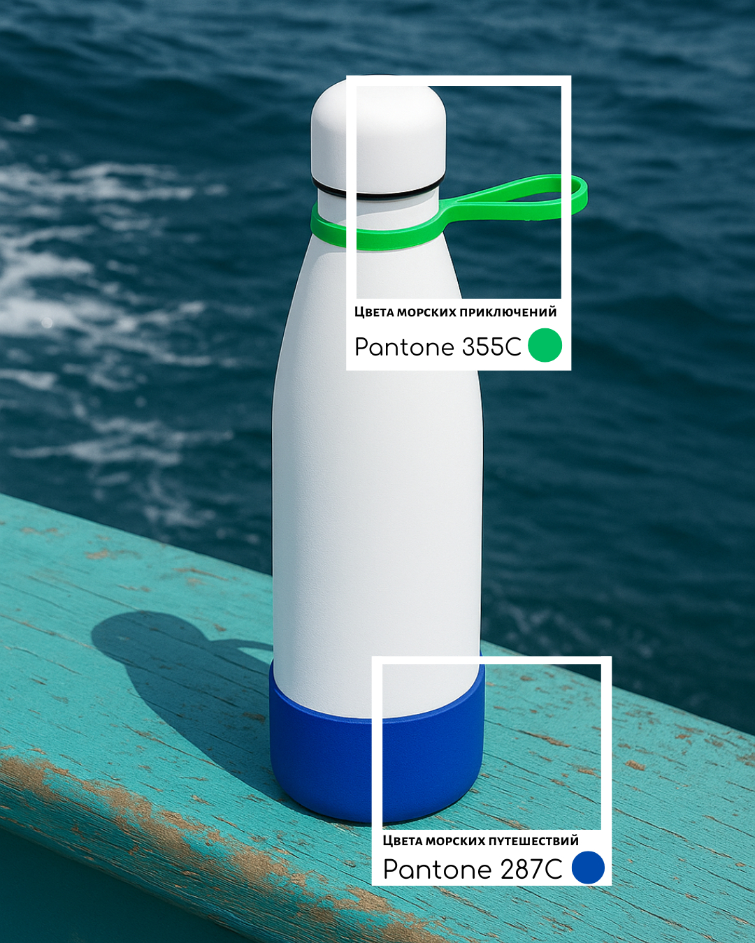 Термобутылка герметичная вакуумная Olivia To Go, Белый/зелёный/синий-1