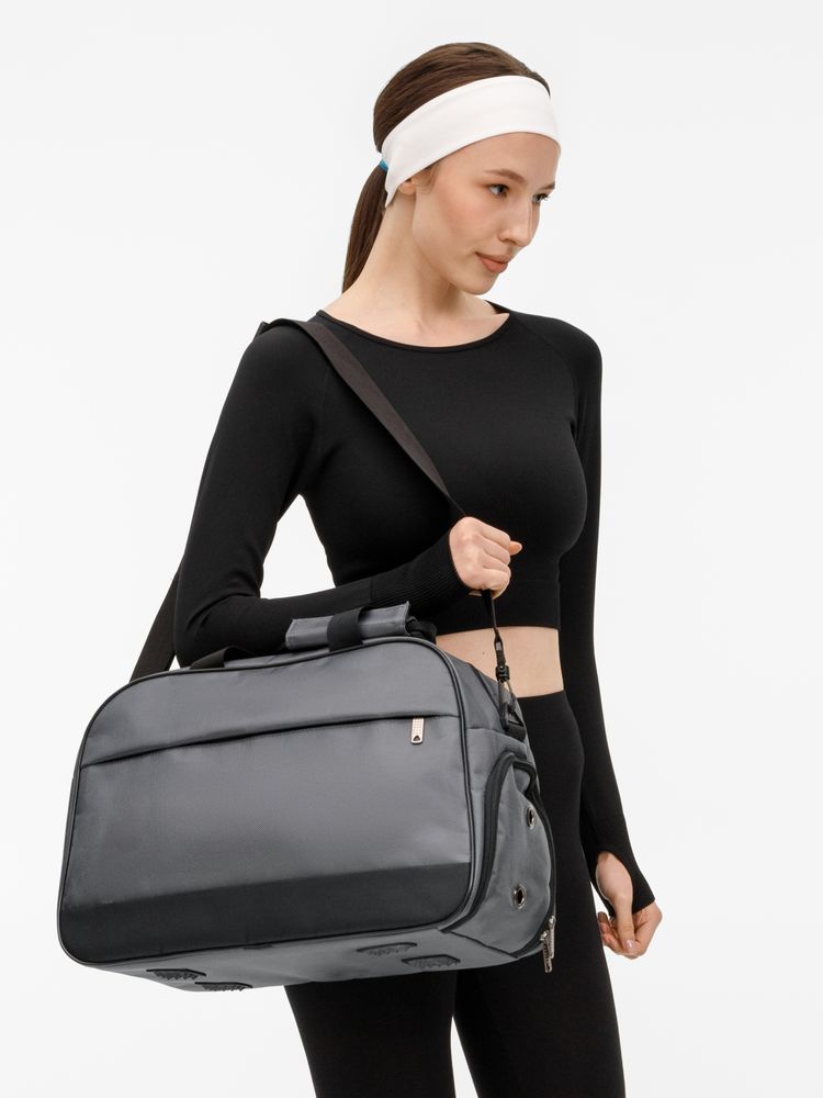 Спортивная сумка Atlantes, светло-серая с черным-5