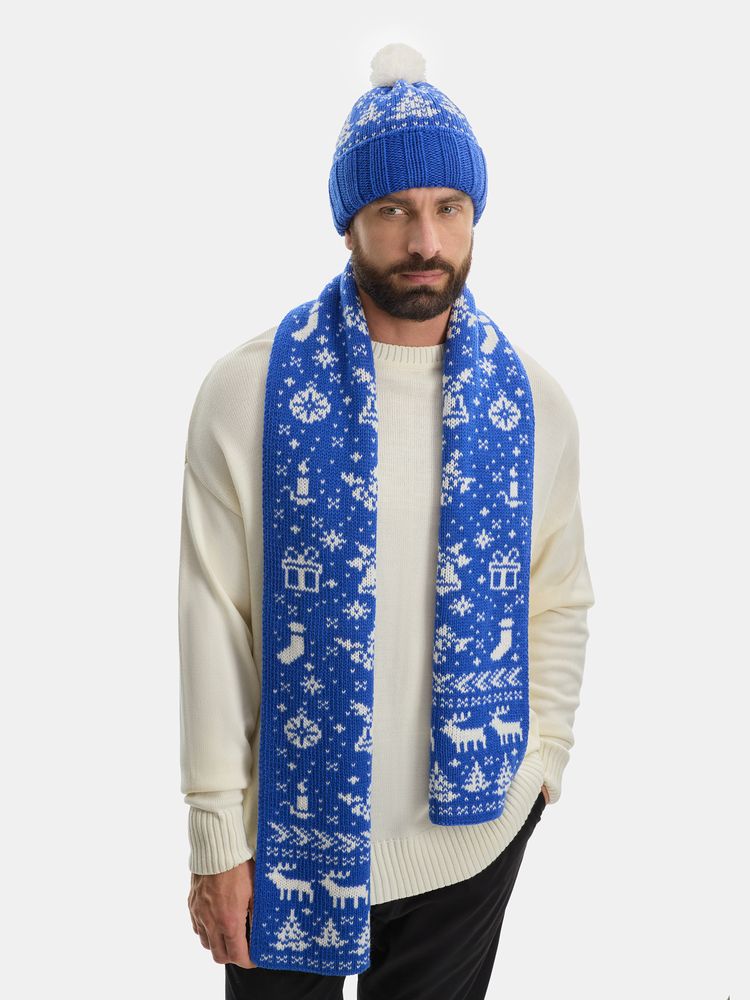 Шарф Holidale, синий с молочным-3