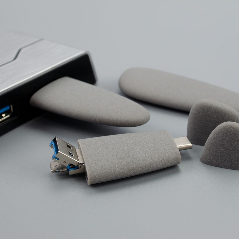 Флешка Pebble Universal, USB 3.0, серая, 64 Гб-5