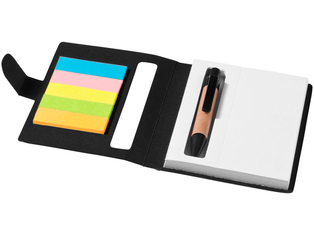 Набор стикеров Expose с ручкой и блокнотом А7, черный-1