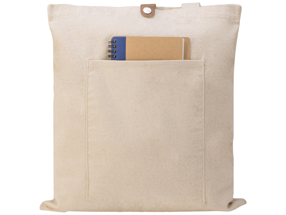 Сумка Clip из хлопка 340 г/м2 с застежкой из экокожи, натуральный-7