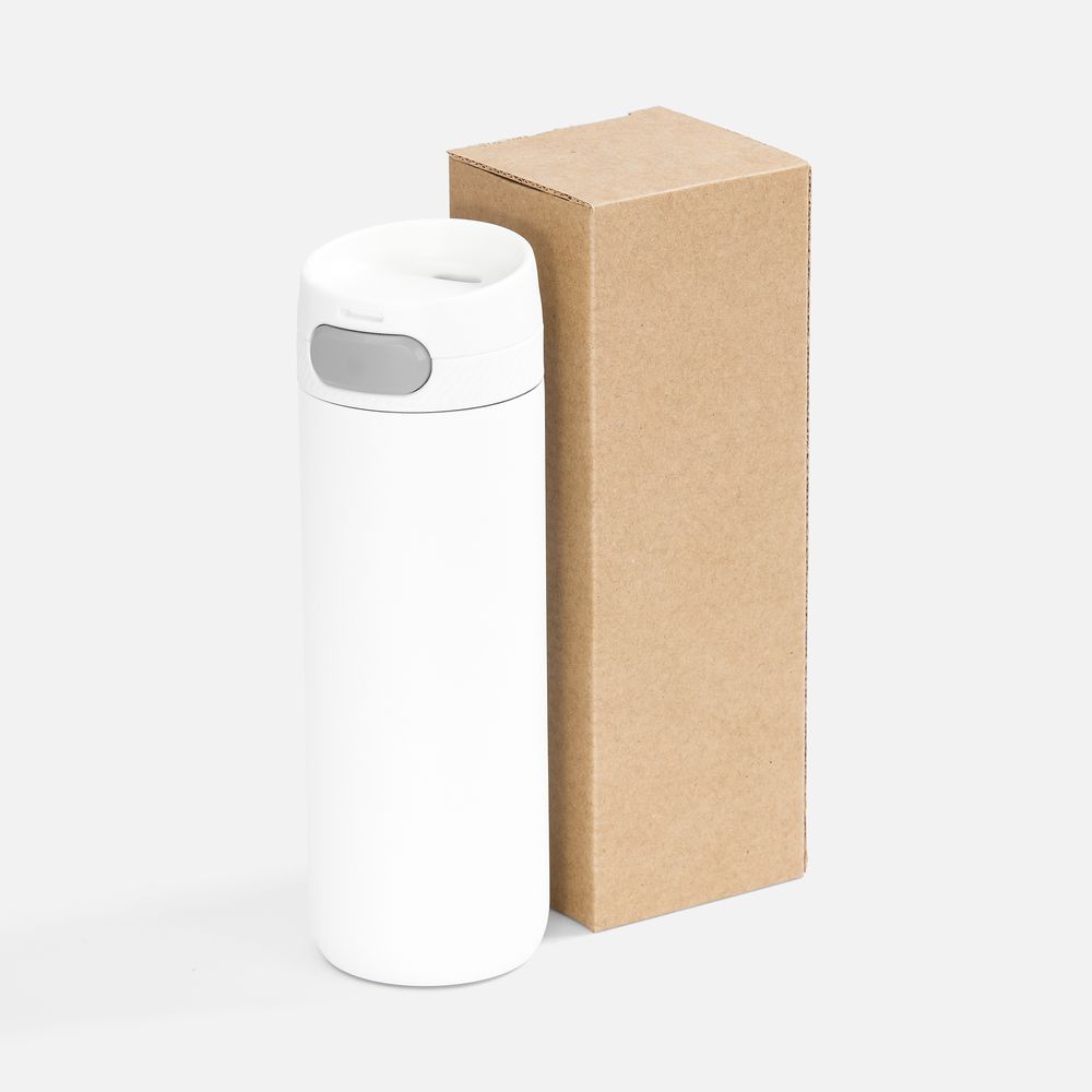 Термостакан X1 с цветной кнопкой, белый с серым-2